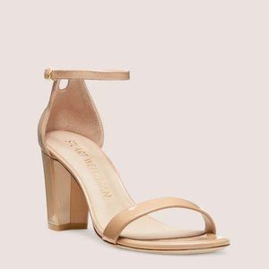 Stuart Weitzman NEARLYNUDE Patent Leather Block Heel Size 7.5